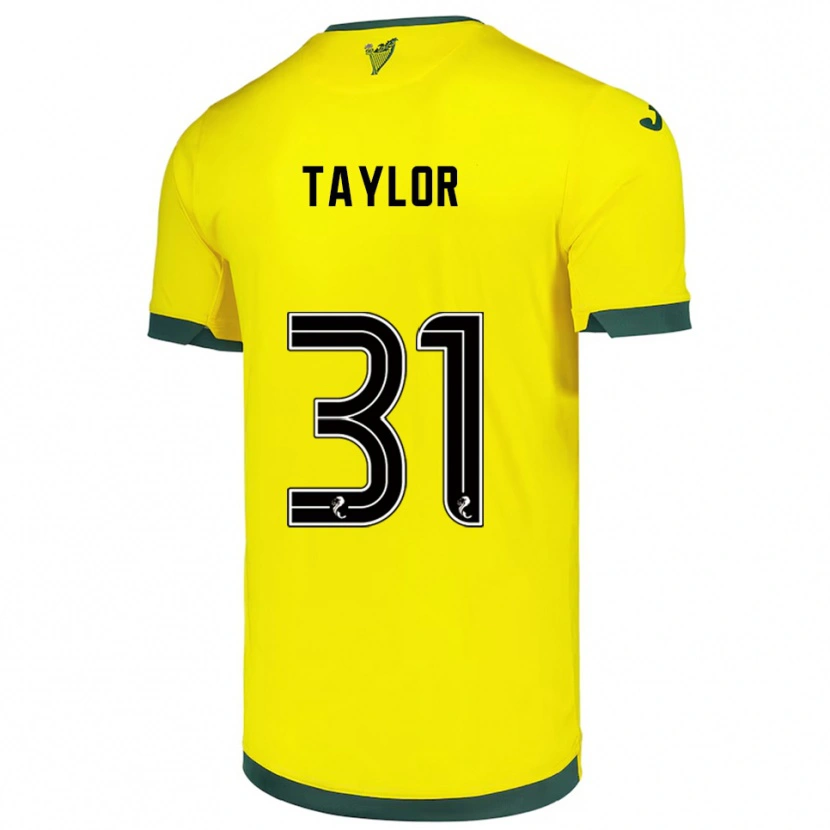 Danxen Homme Maillot Linzi Taylor #31 Jaune Vert Tenues Extérieur 2025/26 T-Shirt