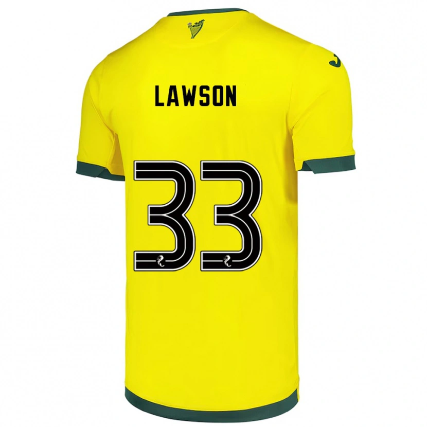 Danxen Homme Maillot Poppy Lawson #33 Jaune Vert Tenues Extérieur 2025/26 T-Shirt