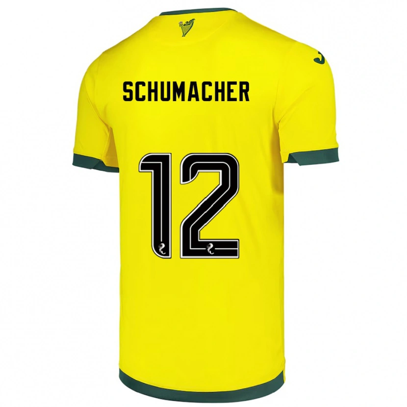 Danxen Homme Maillot Noa Schumacher #12 Jaune Vert Tenues Extérieur 2025/26 T-Shirt