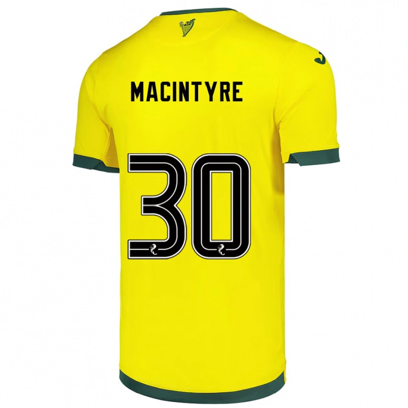 Danxen Homme Maillot Jacob Macintyre #30 Jaune Vert Tenues Extérieur 2025/26 T-Shirt