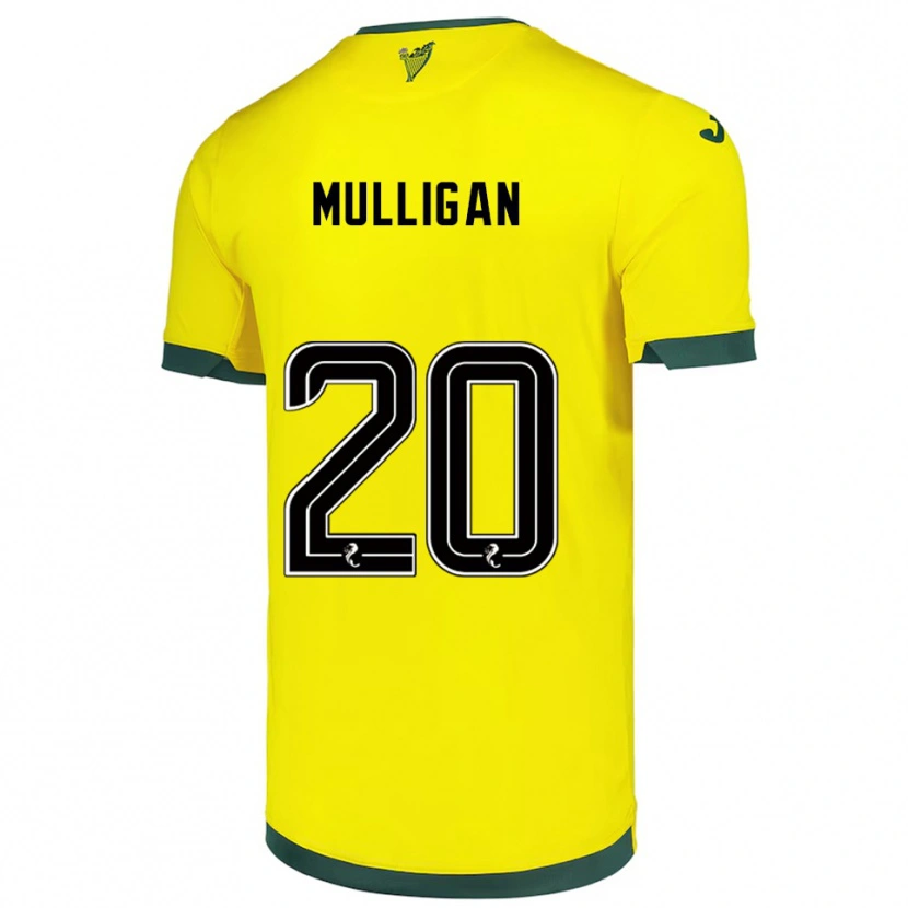 Danxen Homme Maillot Josh Mulligan #20 Jaune Vert Tenues Extérieur 2025/26 T-Shirt