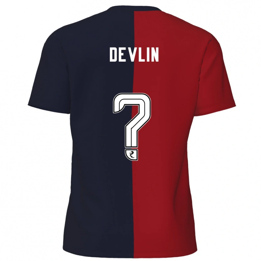 Danxen Homme Maillot Daniel Devlin #0 Rouge Marine Tenues Extérieur 2025/26 T-Shirt