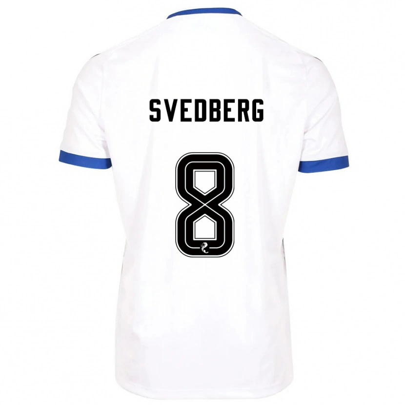 Danxen Homme Maillot Jonathan Svedberg #8 Blanc Bleu Tenues Extérieur 2025/26 T-Shirt