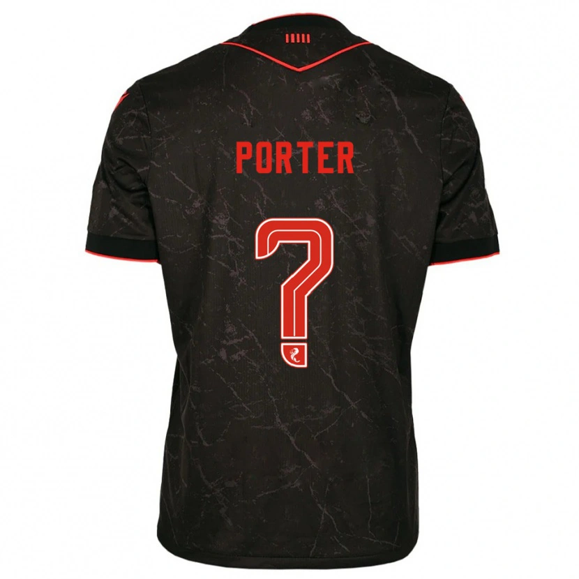 Danxen Homme Maillot Ryan Porter #0 Noir Rouge Tenues Extérieur 2025/26 T-Shirt