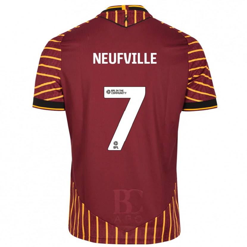 Danxen Femme Maillot Josh Neufville #7 Orange Bordeaux Tenues Domicile 2025/26 T-Shirt
