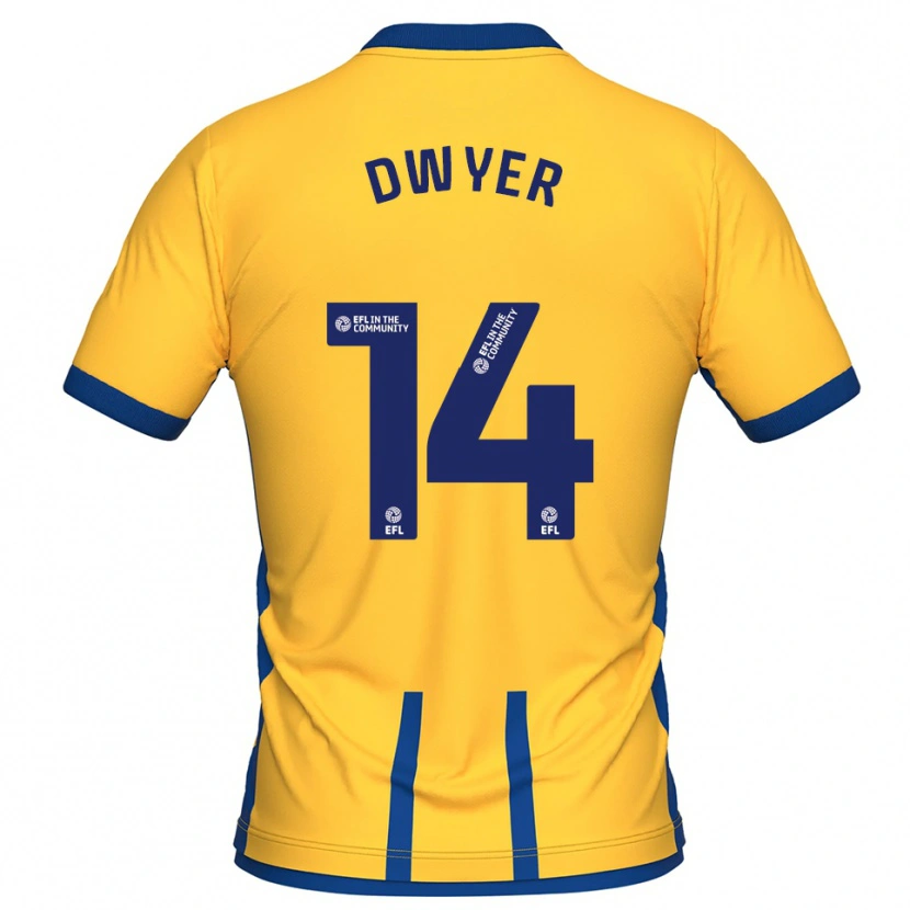 Danxen Femme Maillot Dom Dwyer #14 Jaune Bleu Tenues Domicile 2025/26 T-Shirt