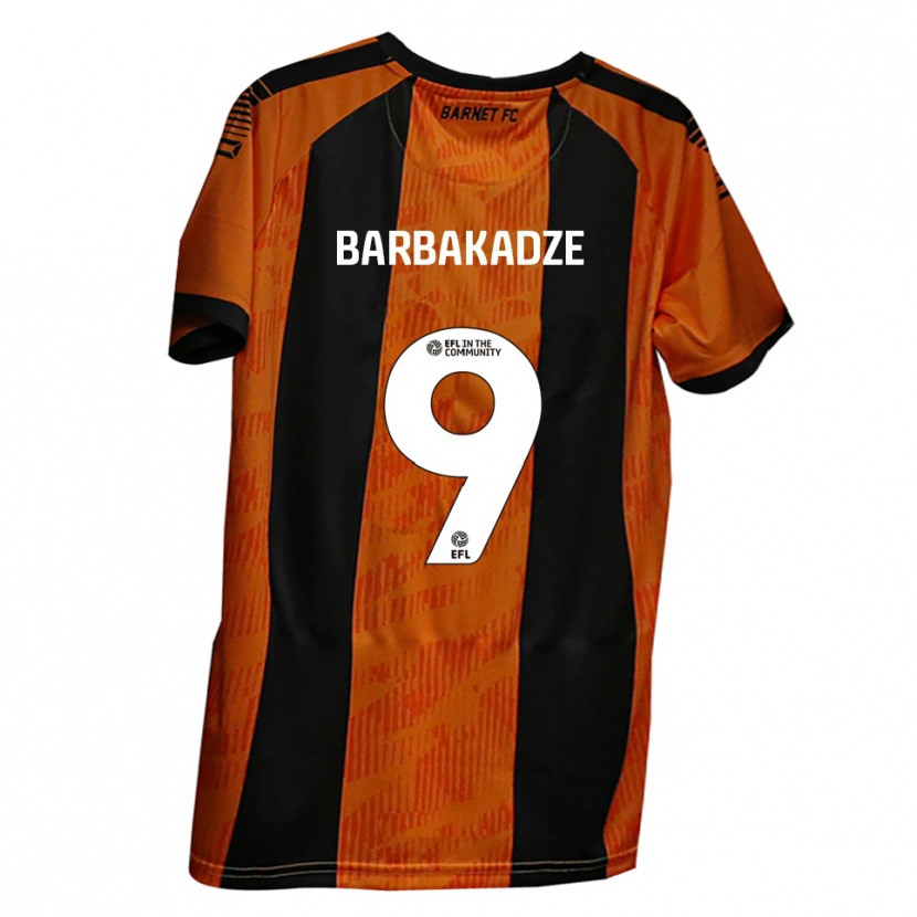 Danxen Femme Maillot David Barbakadze #9 Orange Noir Tenues Domicile 2025/26 T-Shirt