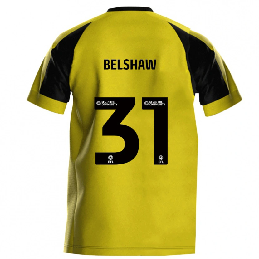 Danxen Femme Maillot James Belshaw #31 Jaune Gris Tenues Domicile 2025/26 T-Shirt