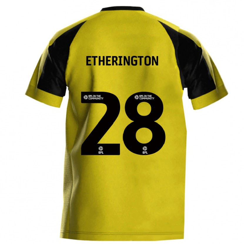 Danxen Femme Maillot Marcus Etherington #28 Jaune Gris Tenues Domicile 2025/26 T-Shirt