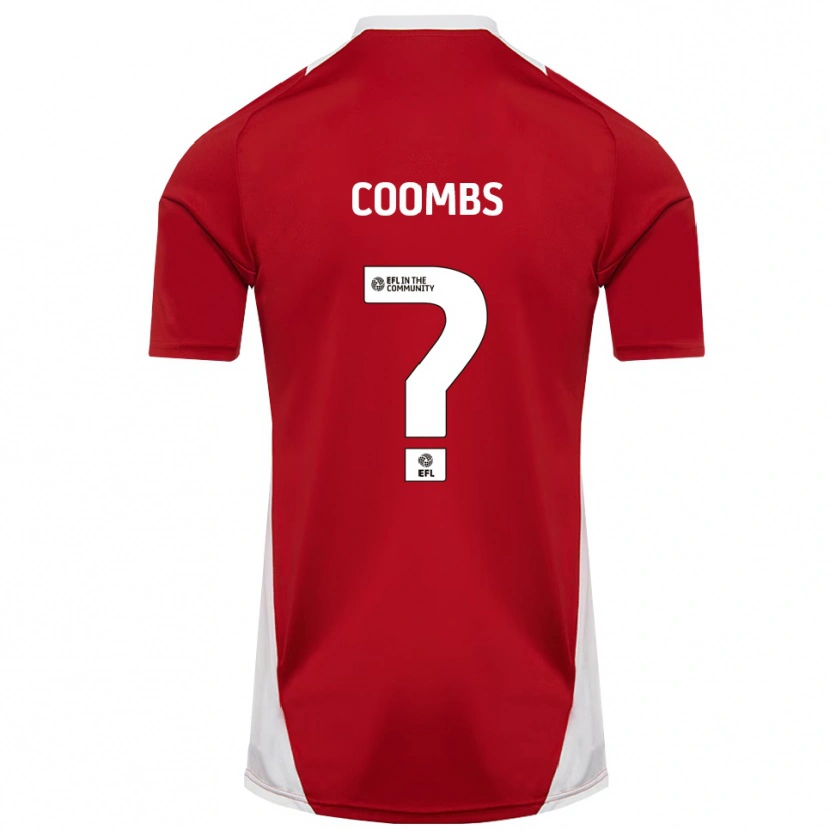 Danxen Femme Maillot Adam Coombs #0 Rouge Blanc Or Tenues Domicile 2025/26 T-Shirt