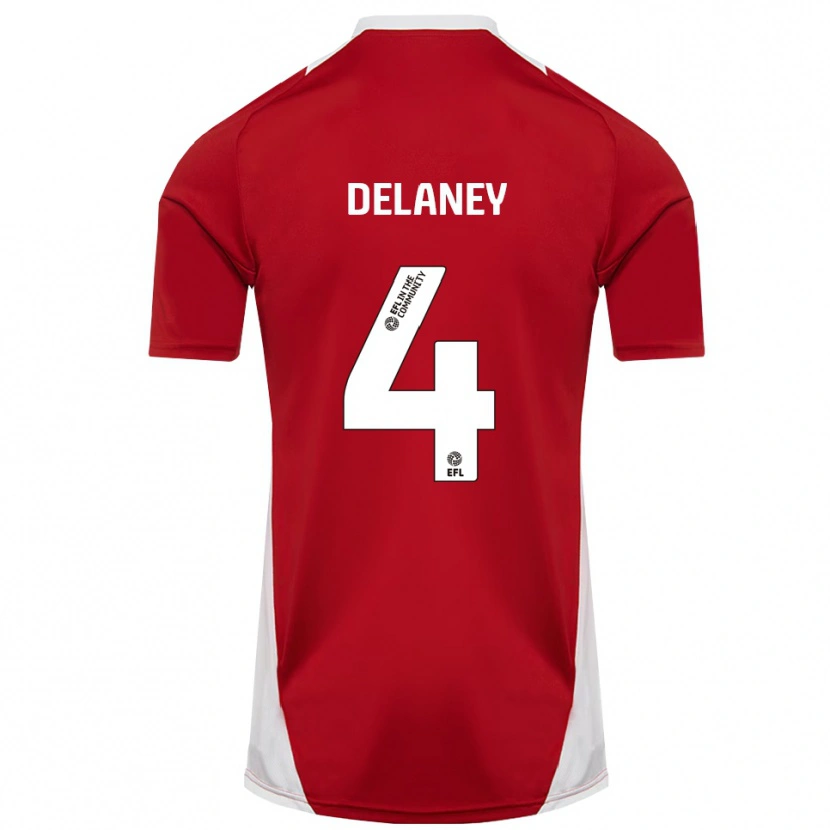 Danxen Femme Maillot Ryan Delaney #4 Rouge Blanc Or Tenues Domicile 2025/26 T-Shirt