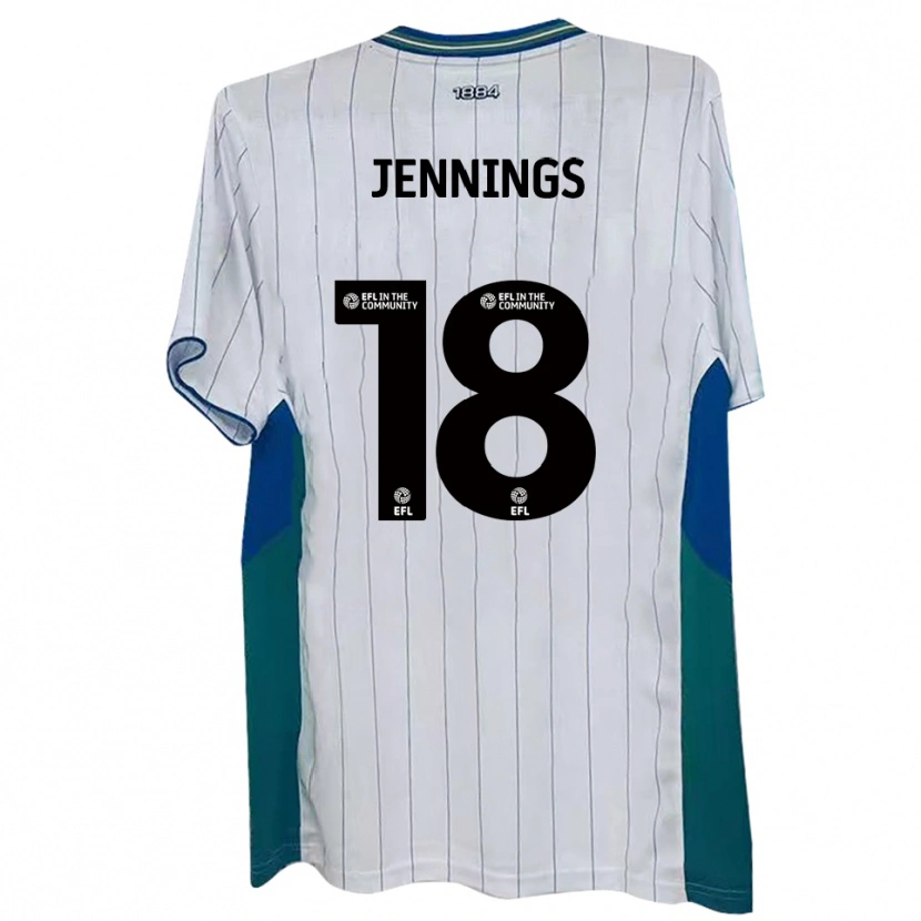Danxen Femme Maillot Connor Jennings #18 Blanc Vert Bleu Tenues Domicile 2025/26 T-Shirt