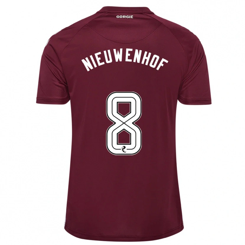 Danxen Femme Maillot Calem Nieuwenhof #8 Bordeaux Blanc Tenues Domicile 2025/26 T-Shirt