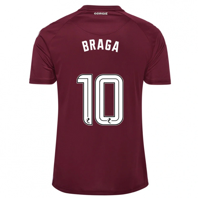 Danxen Femme Maillot Cláudio Braga #10 Bordeaux Blanc Tenues Domicile 2025/26 T-Shirt