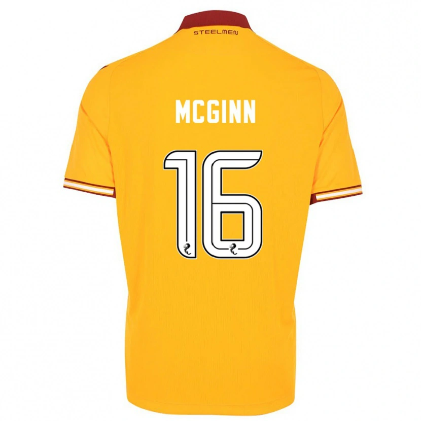 Danxen Femme Maillot Paul Mcginn #16 Jaune Bordeaux Tenues Domicile 2025/26 T-Shirt