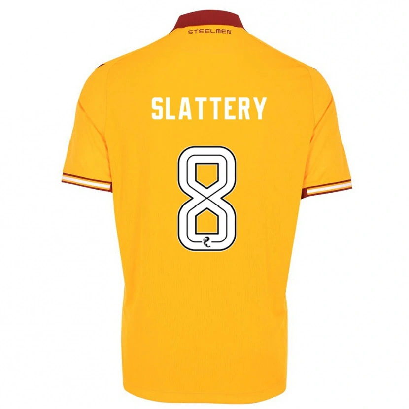 Danxen Femme Maillot Callum Slattery #8 Jaune Bordeaux Tenues Domicile 2025/26 T-Shirt