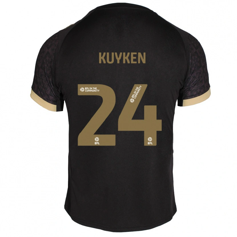 Danxen Femme Maillot Ava Kuyken #24 Noir Or Tenues Extérieur 2025/26 T-Shirt