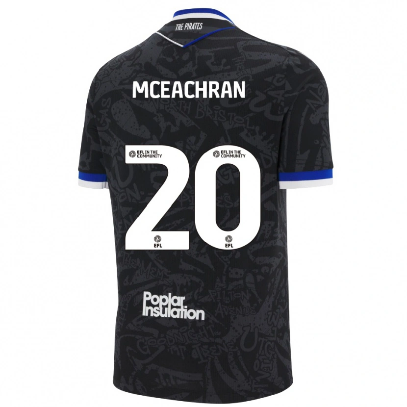 Danxen Femme Maillot Josh Mceachran #20 Noir Blanc Tenues Extérieur 2025/26 T-Shirt