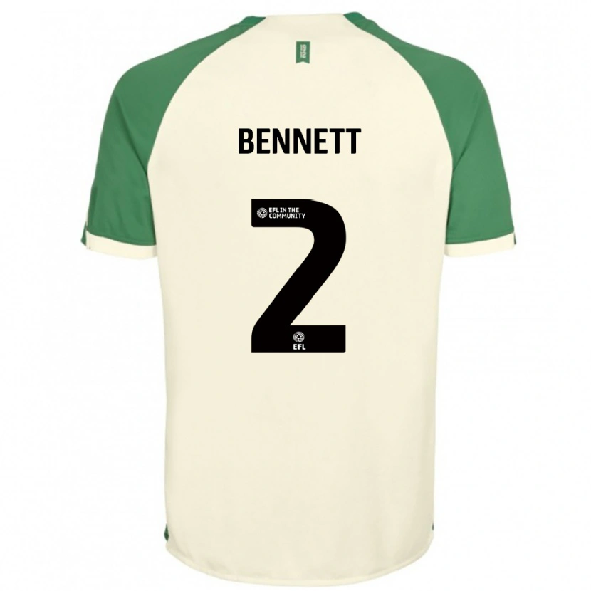 Danxen Femme Maillot Liam Bennett #2 Blanc Cassé Vert Tenues Extérieur 2025/26 T-Shirt