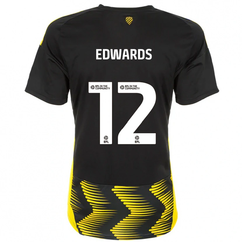 Danxen Femme Maillot Tom Edwards #12 Noir Jaune Tenues Extérieur 2025/26 T-Shirt