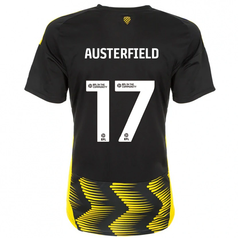 Danxen Femme Maillot Josh Austerfield #17 Noir Jaune Tenues Extérieur 2025/26 T-Shirt
