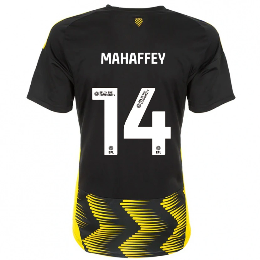 Danxen Femme Maillot Caitlin Mahaffey #14 Noir Jaune Tenues Extérieur 2025/26 T-Shirt