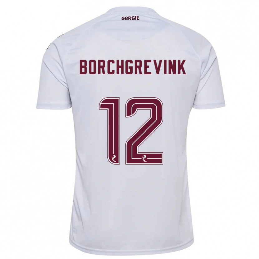 Danxen Femme Maillot Christian Borchgrevink #12 Blanc Bordeaux Tenues Extérieur 2025/26 T-Shirt
