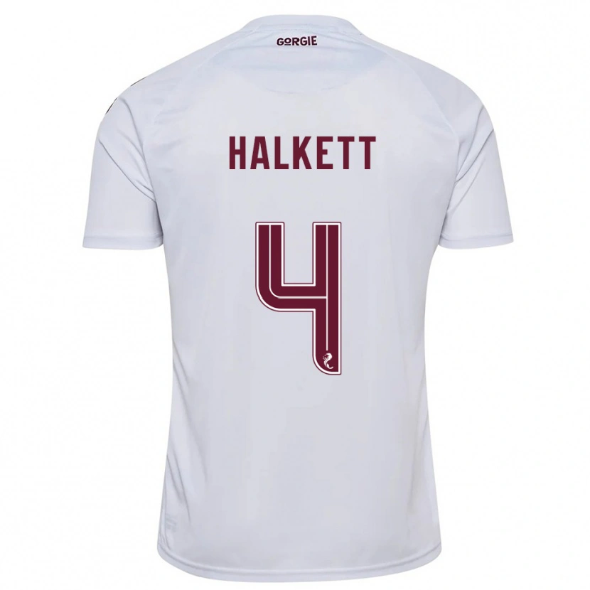 Danxen Femme Maillot Craig Halkett #4 Blanc Bordeaux Tenues Extérieur 2025/26 T-Shirt