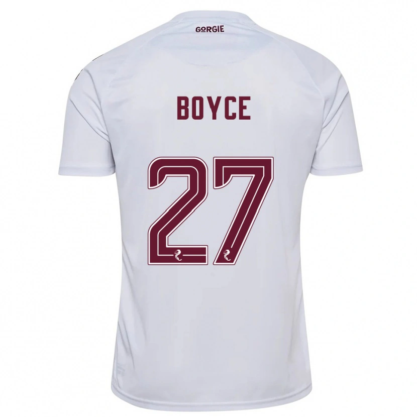 Danxen Femme Maillot Liam Boyce #27 Blanc Bordeaux Tenues Extérieur 2025/26 T-Shirt