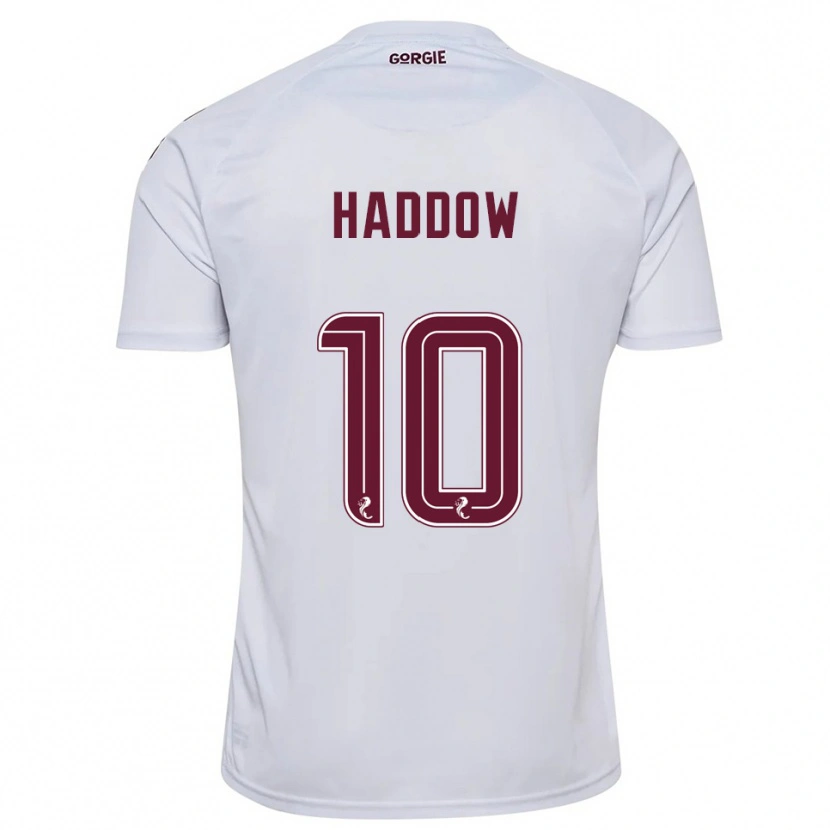 Danxen Femme Maillot Aiden Haddow #10 Blanc Bordeaux Tenues Extérieur 2025/26 T-Shirt