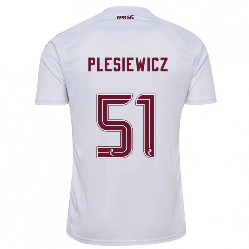 Danxen Femme Maillot Szymon Plesiewicz #51 Blanc Bordeaux Tenues Extérieur 2025/26 T-Shirt