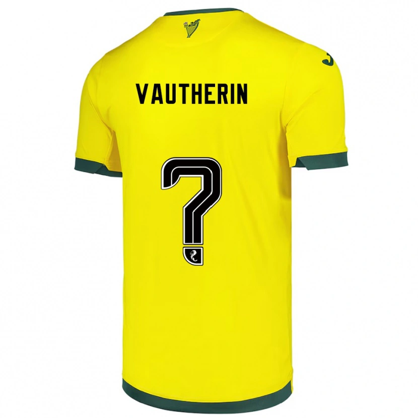 Danxen Femme Maillot Sam Vautherin #0 Jaune Vert Tenues Extérieur 2025/26 T-Shirt
