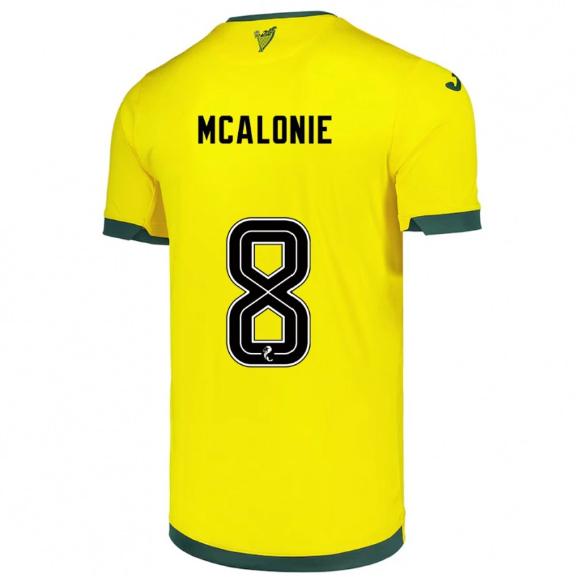 Danxen Femme Maillot Michaela Mcalonie #8 Jaune Vert Tenues Extérieur 2025/26 T-Shirt