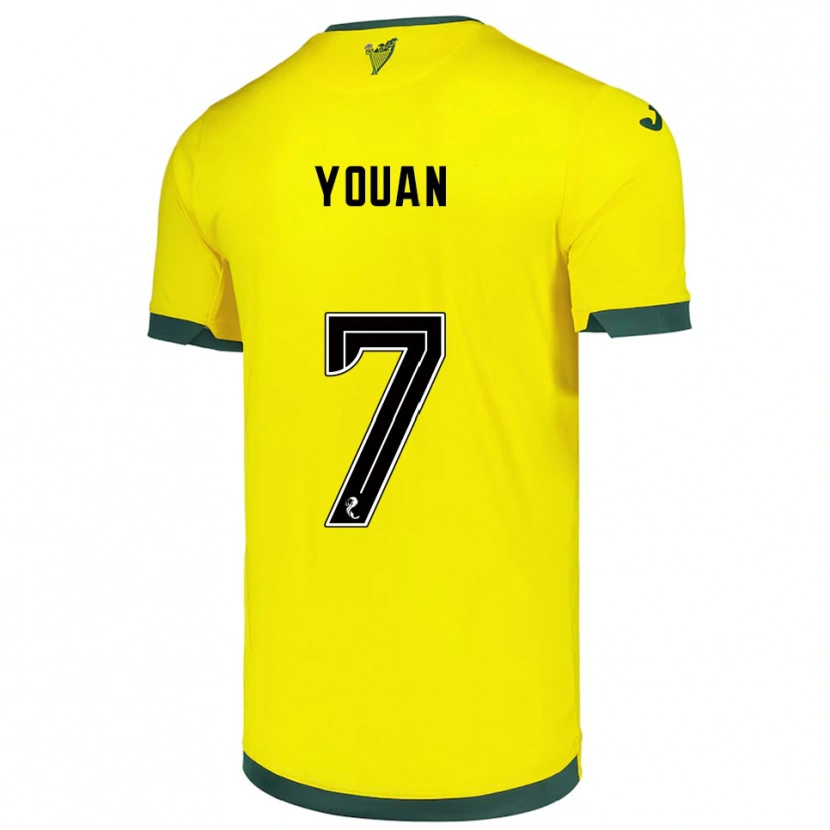 Danxen Femme Maillot Élie Youan #7 Jaune Vert Tenues Extérieur 2025/26 T-Shirt