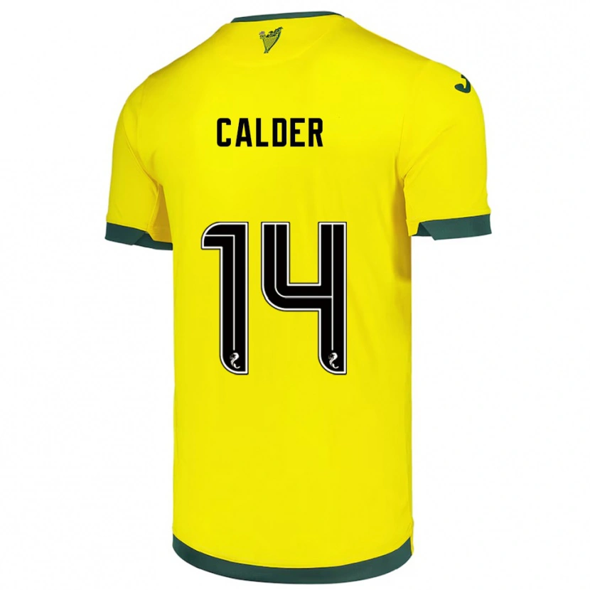 Danxen Femme Maillot Owen Calder #14 Jaune Vert Tenues Extérieur 2025/26 T-Shirt