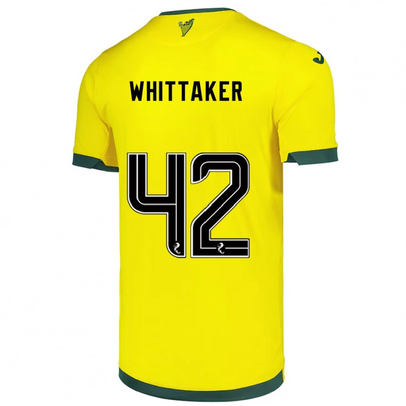 Danxen Femme Maillot Rory Whittaker #42 Jaune Vert Tenues Extérieur 2025/26 T-Shirt