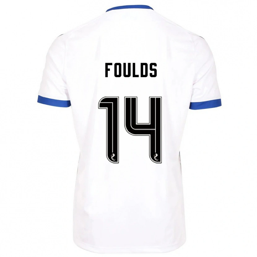 Danxen Femme Maillot Matty Foulds #14 Blanc Bleu Tenues Extérieur 2025/26 T-Shirt