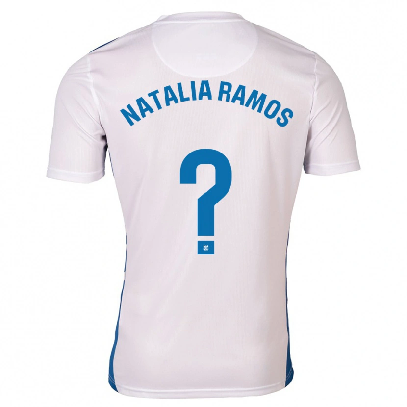 Danxen Enfant Maillot Natalia Ramos Álvarez #0 Blanc Bleu Tenues Domicile 2025/26 T-Shirt