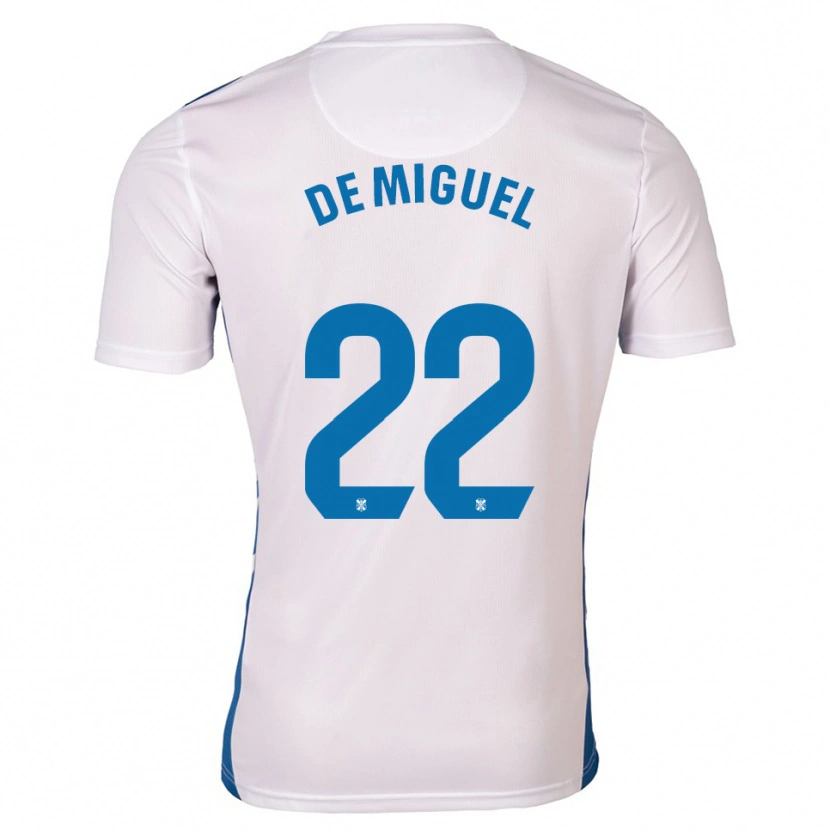 Danxen Enfant Maillot Jesús De Miguel #22 Blanc Bleu Tenues Domicile 2025/26 T-Shirt