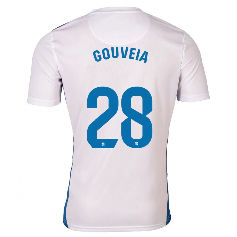 Danxen Enfant Maillot Diego Gouveia #28 Blanc Bleu Tenues Domicile 2025/26 T-Shirt