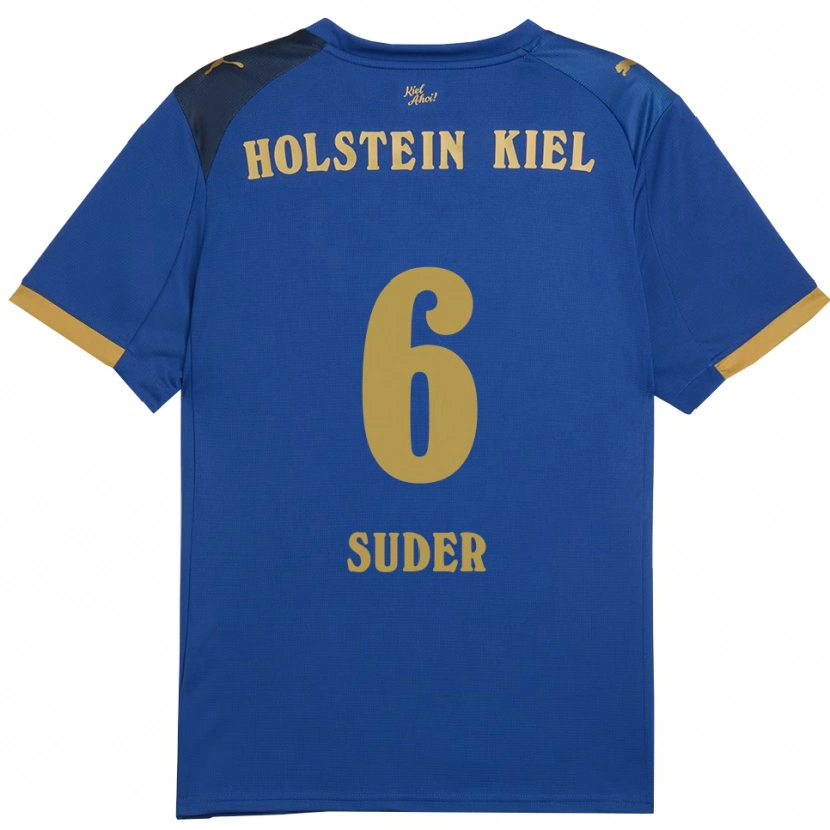 Danxen Enfant Maillot Lasse Suder #6 Bleu Doré Tenues Domicile 2025/26 T-Shirt