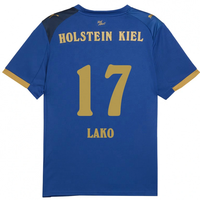 Danxen Enfant Maillot Arjela Lako #17 Bleu Doré Tenues Domicile 2025/26 T-Shirt