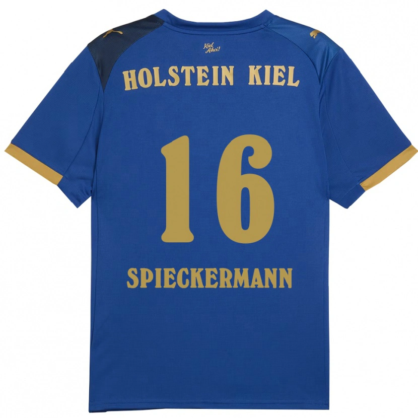 Danxen Enfant Maillot Tim Spieckermann #16 Bleu Doré Tenues Domicile 2025/26 T-Shirt