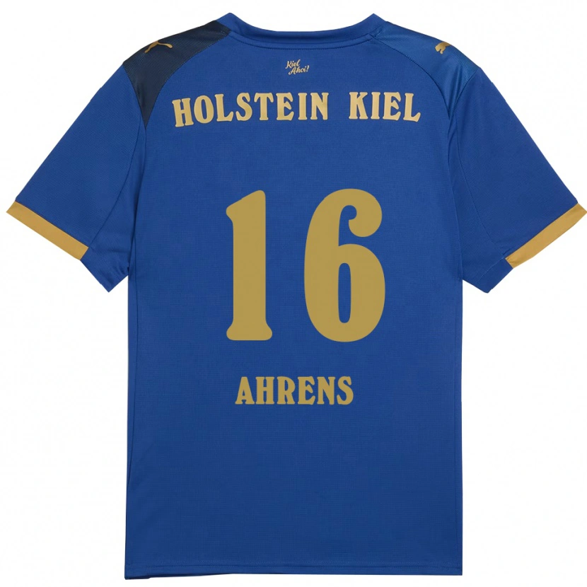 Danxen Enfant Maillot Jonas Ahrens #16 Bleu Doré Tenues Domicile 2025/26 T-Shirt