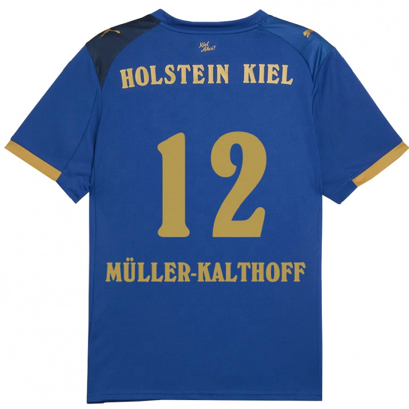 Danxen Enfant Maillot Henrie Müller-Kalthoff #12 Bleu Doré Tenues Domicile 2025/26 T-Shirt