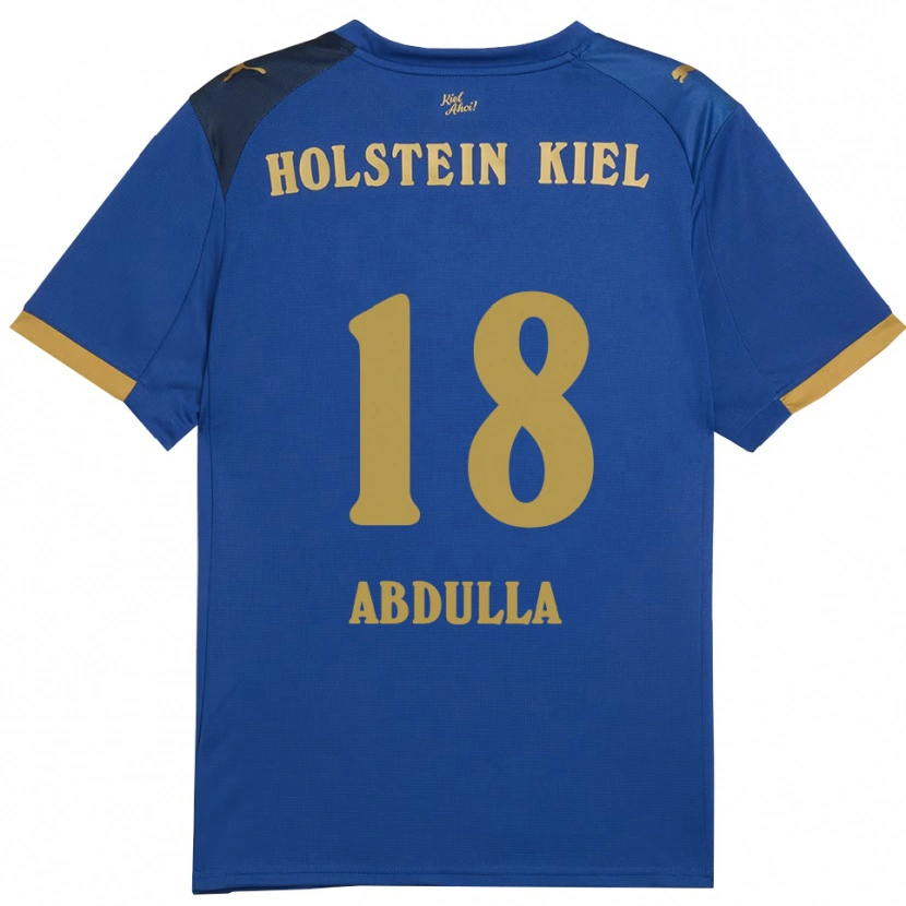 Danxen Enfant Maillot Ali Abdulla #18 Bleu Doré Tenues Domicile 2025/26 T-Shirt