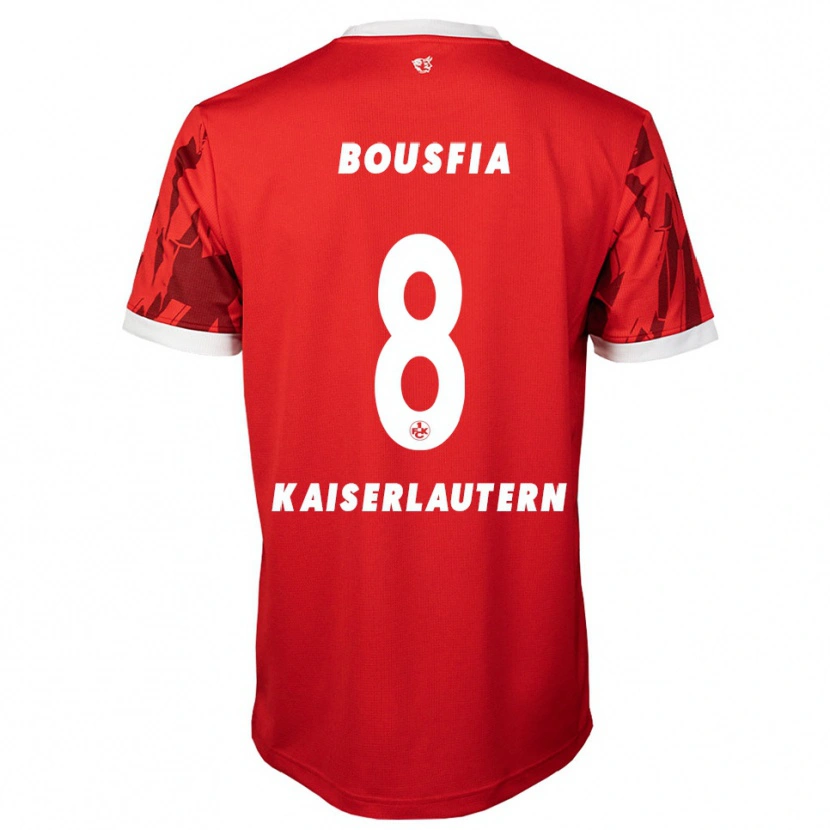 Danxen Enfant Maillot Sami Bousfia #8 Rouge Blanc Tenues Domicile 2025/26 T-Shirt
