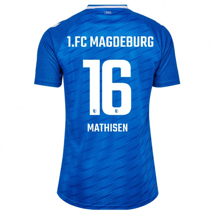 Danxen Enfant Maillot Marcus Mathisen #16 Bleu Blanc Tenues Domicile 2025/26 T-Shirt
