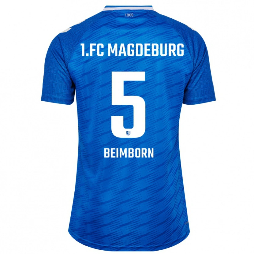 Danxen Enfant Maillot Leander Beimborn #5 Bleu Blanc Tenues Domicile 2025/26 T-Shirt