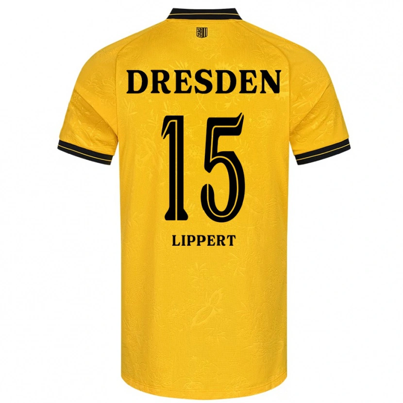 Danxen Enfant Maillot Marlon Lippert #15 Jaune Noir Tenues Domicile 2025/26 T-Shirt